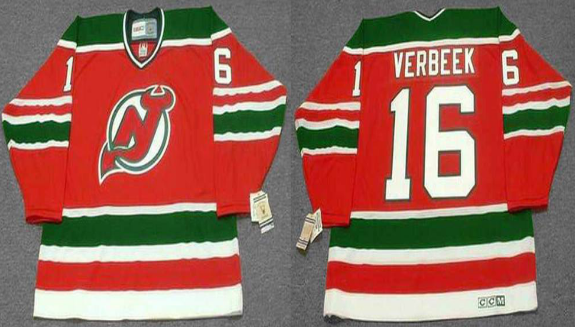 2019 Men New Jersey Devils #16 Verbeek red CCM NHL jerseys